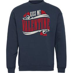 Sweater Kiss Me Valentine | valentijn cadeautje voor hem haar | valentijn | valentijnsdag cadeau | Navy | maat 4XL